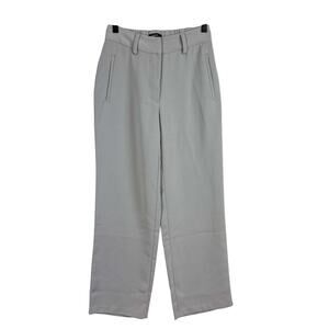 Quince Stretch Crepe Paperbag Trouser Pants Straight Leg in Coastal Grey - 2